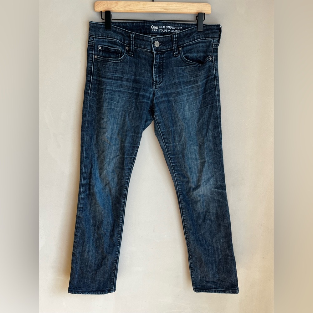 GAP Women’s Real Straight Leg Fit Dark Blue Jeans 6/28